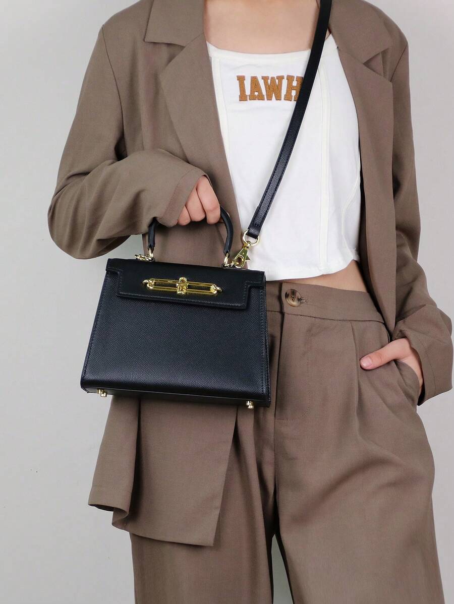Elegant Palm Texture Small Tote Bag for Women, Refined Square Kelly Shoulder Purse, High-End OL Work Bag, 2025 Minimalist Commuter Style