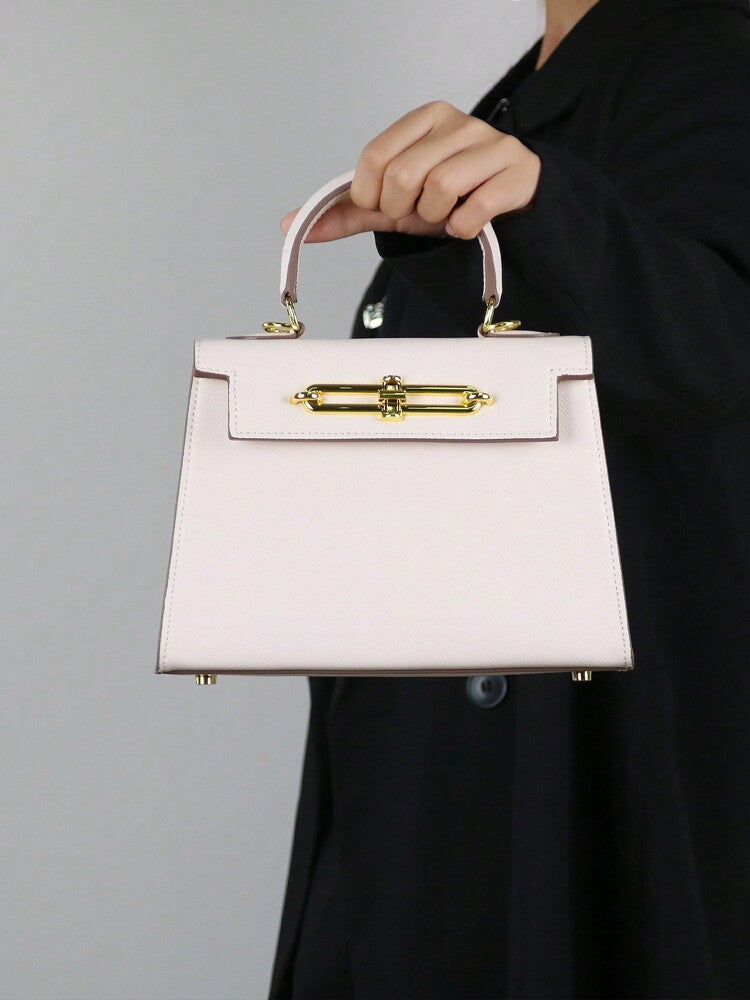 Elegant Palm Texture Small Tote Bag for Women, Refined Square Kelly Shoulder Purse, High-End OL Work Bag, 2025 Minimalist Commuter Style