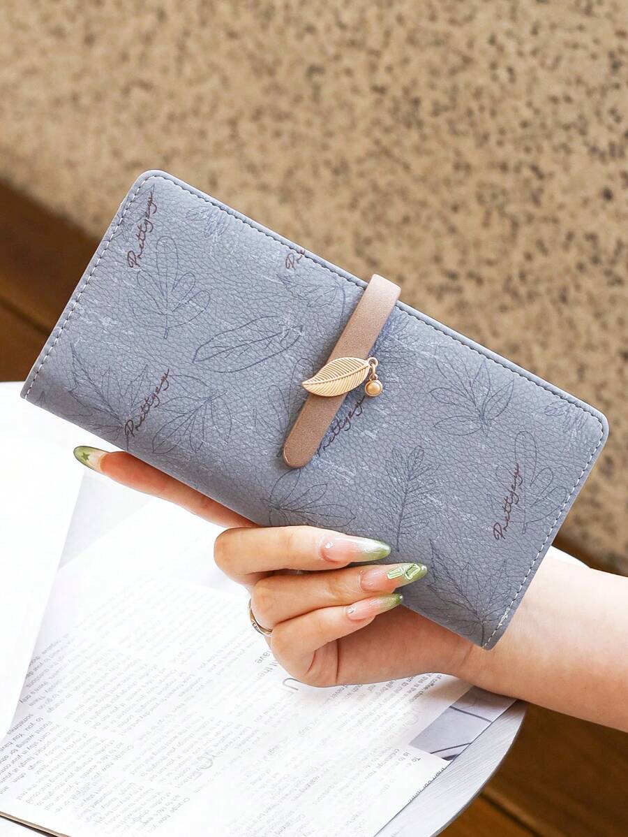 Pink PU Leather Printed Long Wallet for Women, Multi-Function Zipper Clutch Purse with Card Holder, Large Capacity Stylish Storage Gift Bag