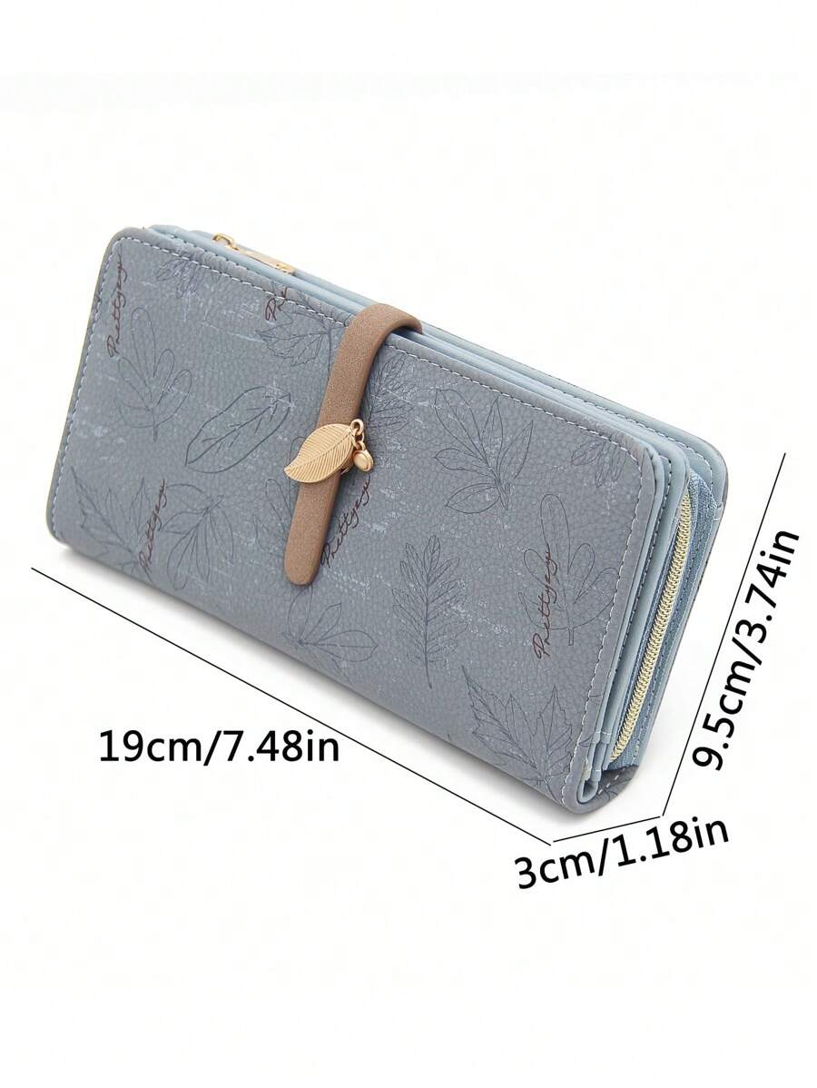 Pink PU Leather Printed Long Wallet for Women, Multi-Function Zipper Clutch Purse with Card Holder, Large Capacity Stylish Storage Gift Bag