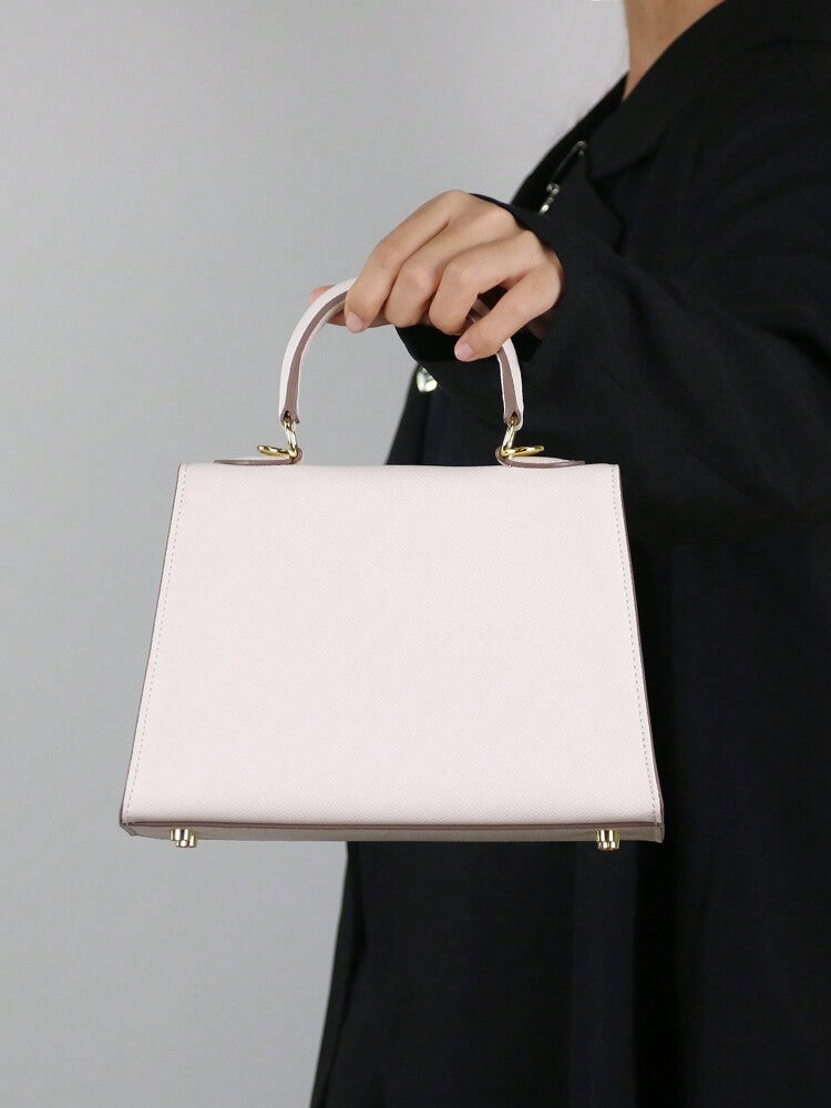 Elegant Palm Texture Small Tote Bag for Women, Refined Square Kelly Shoulder Purse, High-End OL Work Bag, 2025 Minimalist Commuter Style
