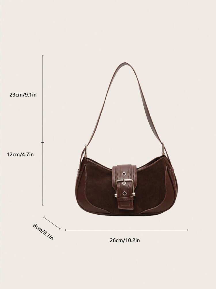 Crescent Motorcycle Underarm Bag with Metal Eyelets, Retro Cool Style Crossbody Purse for Women, Unique Niche Texture Daily Handbag