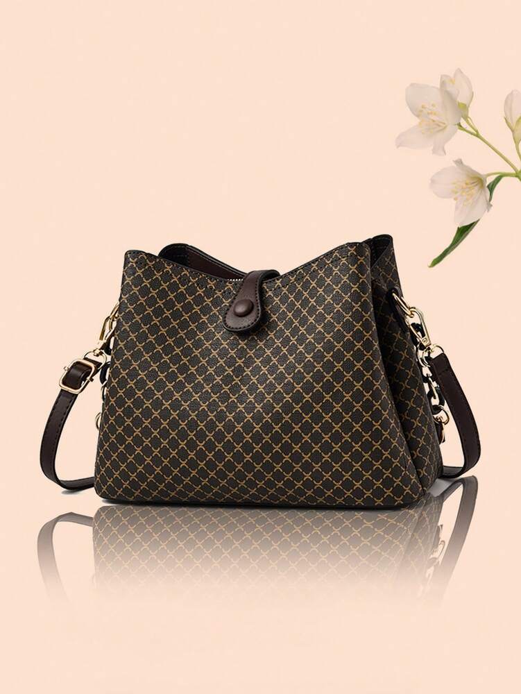 Vintage Pattern Tote and Wallet Set for Women, Large Capacity Crossbody Bag, Elegant Shoulder Purse, Ideal Mother’s Day Gift or Essentials Bag