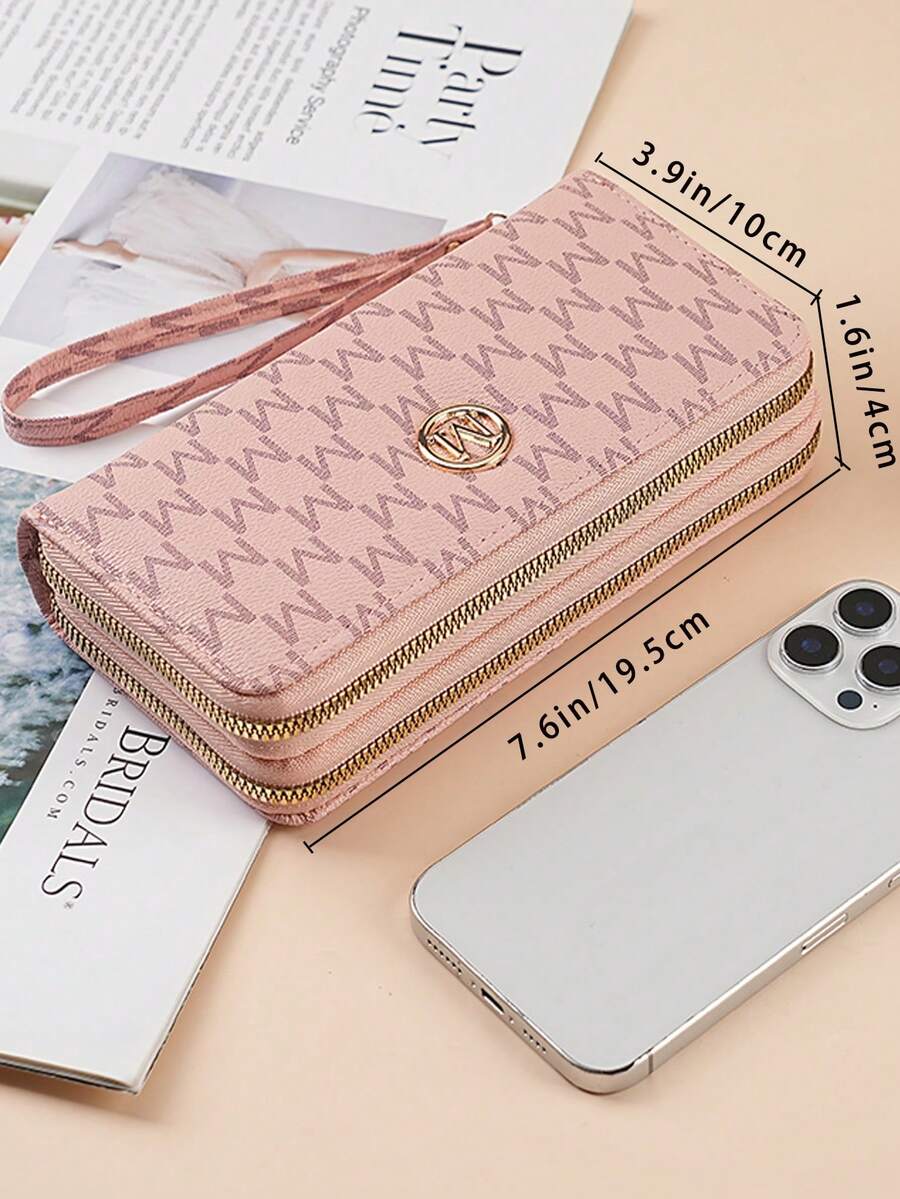 Retro Floral Long Wallet for Women with Zipper Pouch, Multifunctional Clutch for Cards, Phone and Bills, Elegant Wristlet Purse for Daily Use