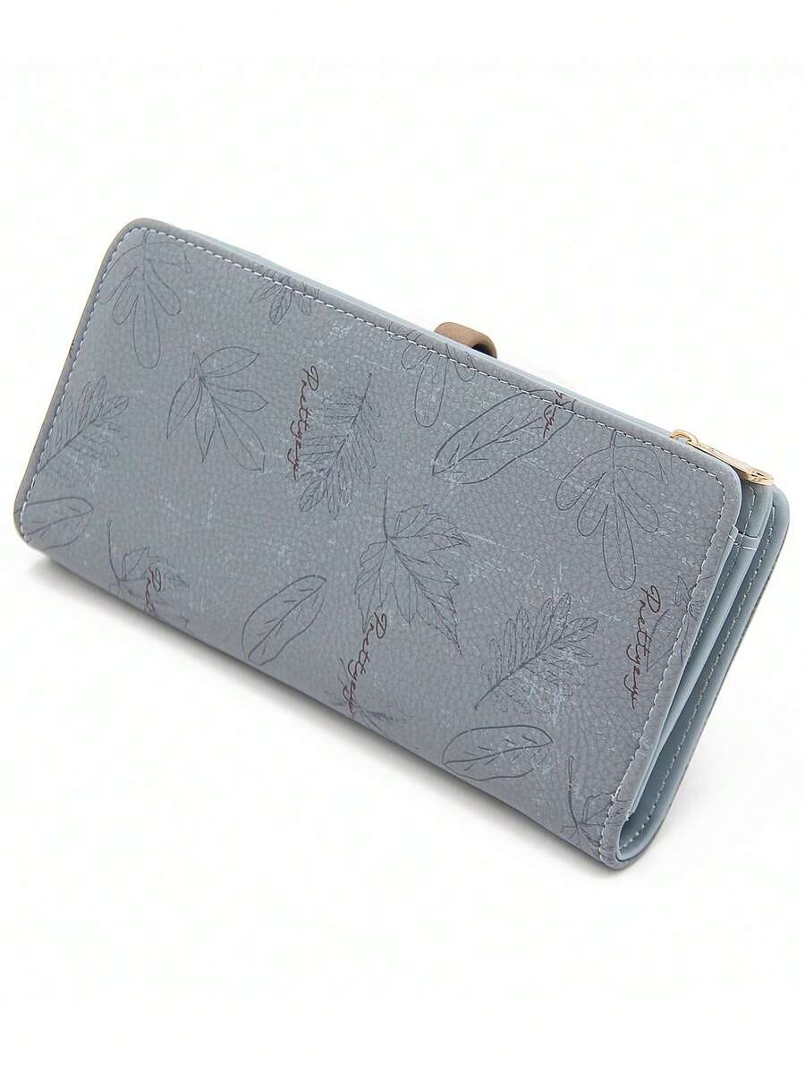 Pink PU Leather Printed Long Wallet for Women, Multi-Function Zipper Clutch Purse with Card Holder, Large Capacity Stylish Storage Gift Bag