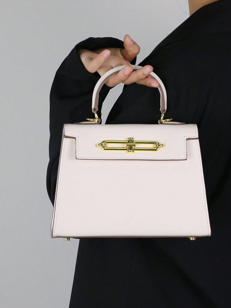 Elegant Palm Texture Small Tote Bag for Women, Refined Square Kelly Shoulder Purse, High-End OL Work Bag, 2025 Minimalist Commuter Style