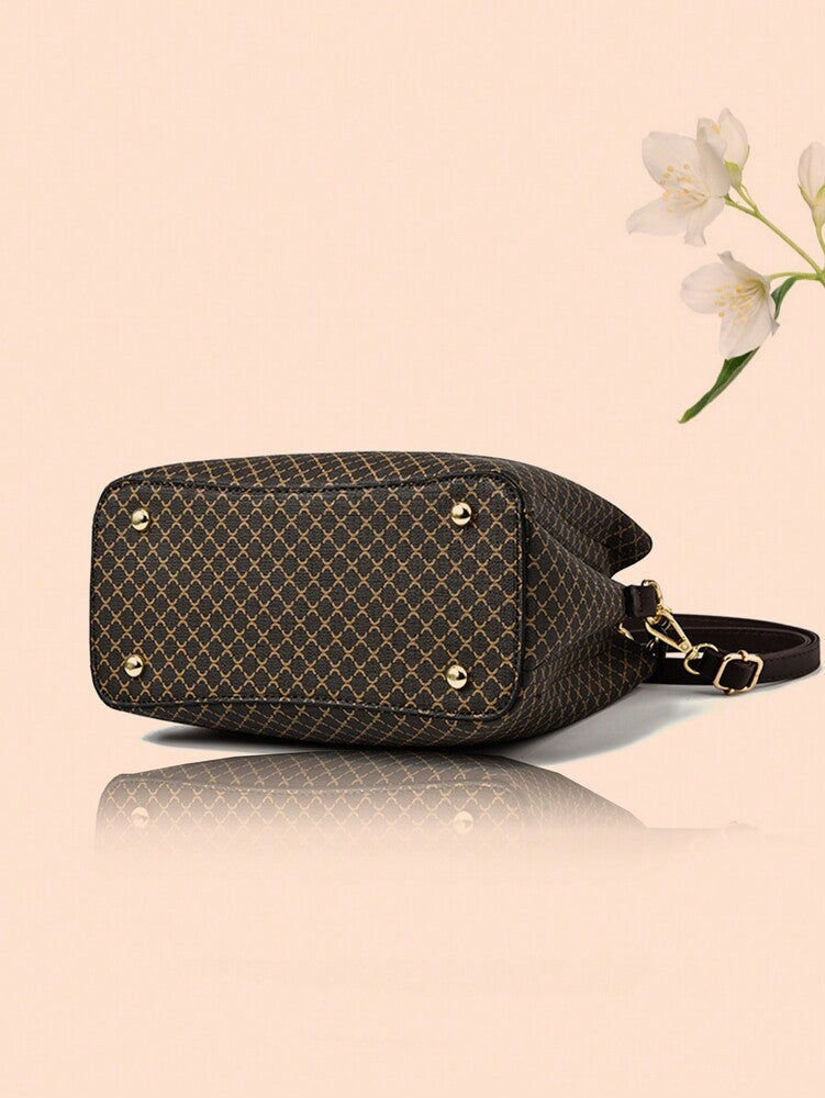 Vintage Pattern Tote and Wallet Set for Women, Large Capacity Crossbody Bag, Elegant Shoulder Purse, Ideal Mother’s Day Gift or Essentials Bag